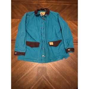 Powder River Outfitters Teal Canvas Barn Jacket Corduroy Trim Western Coat |W1